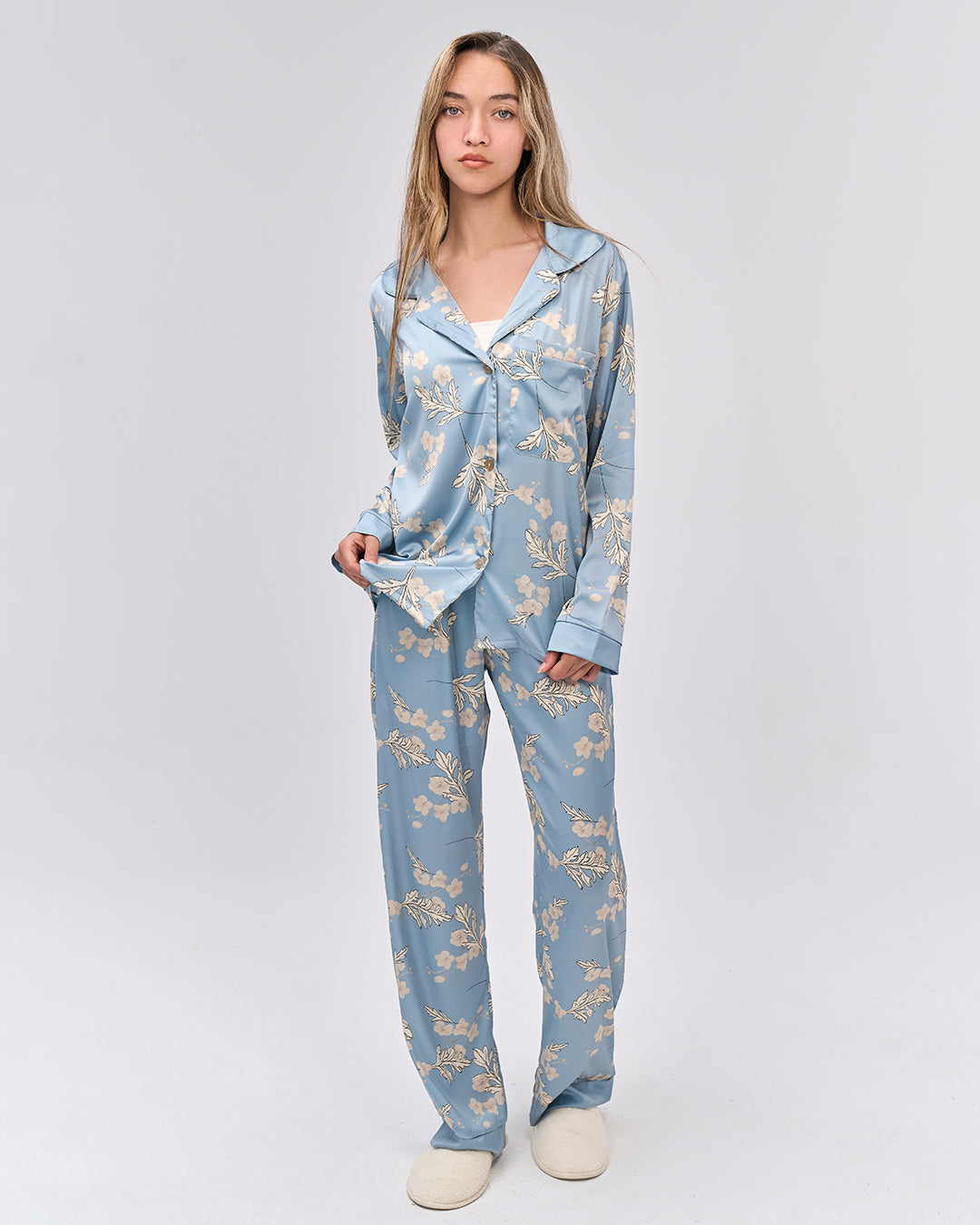 Blue satin pjs