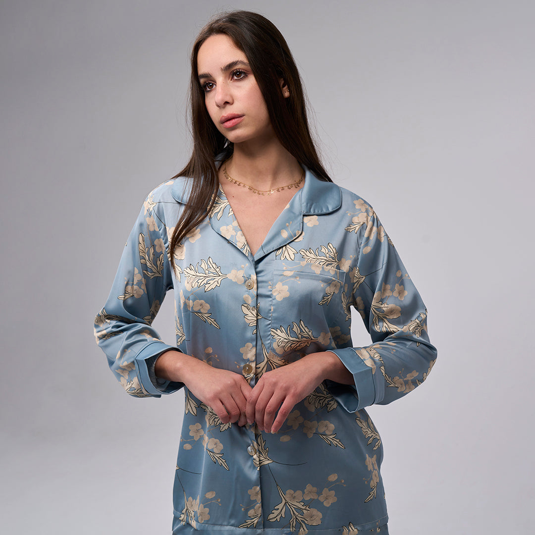 Blue satin pjs