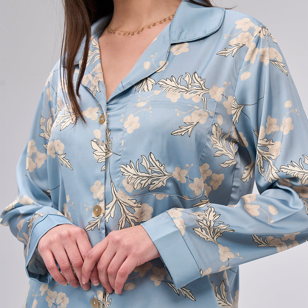 Blue satin pjs