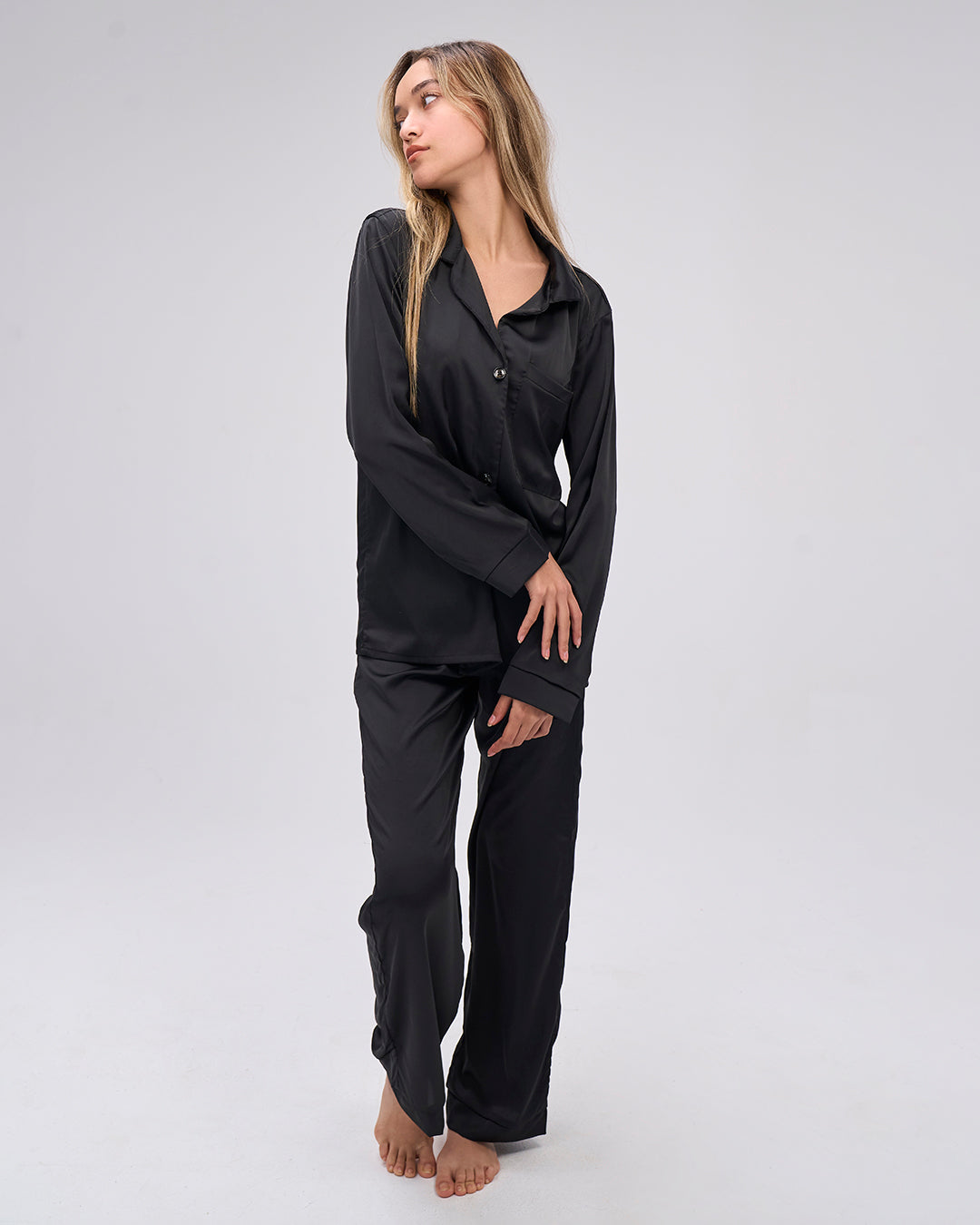 Black satin pjs