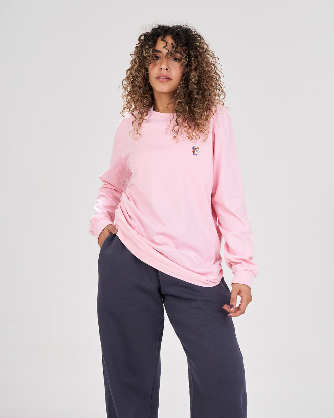 Pink Long sleeve basic t-shirt