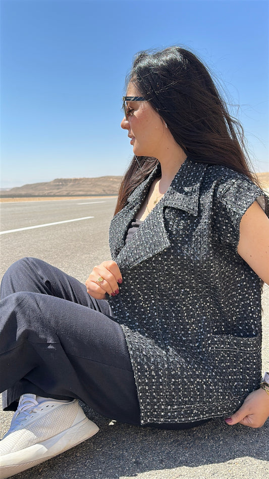 -Shimmer Denim Vest